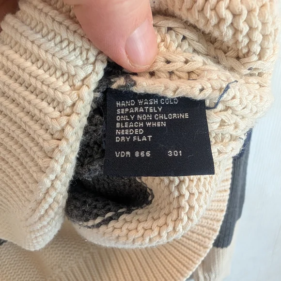 NAUTICA Women's Navy Gray & Cream Striped 100% Cotton Sweater Size Medium - Picture 7 of 10